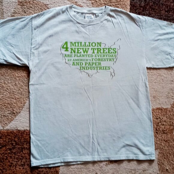 4 Million Trees are Planted Everyday by Industries Sage-green Awareness Tshirt - Picture 4 of 8